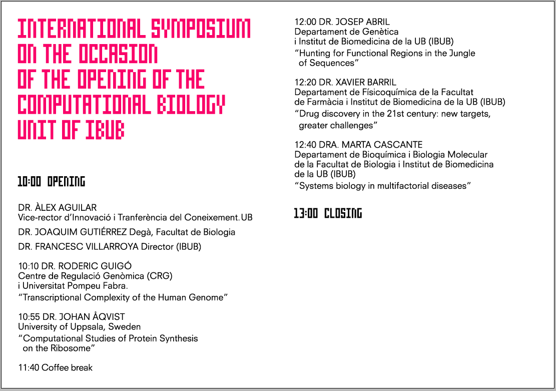 Flyer for the Computational Biology Approaches to Unravel Life Complexity event